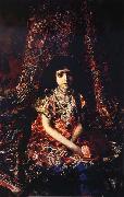 Mikhail Vrubel The Girl in front of Rug Norge oil painting reproduction